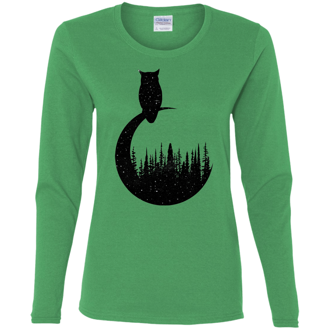 T-Shirts Irish Green / S Perched Owl Women's Long Sleeve T-Shirt
