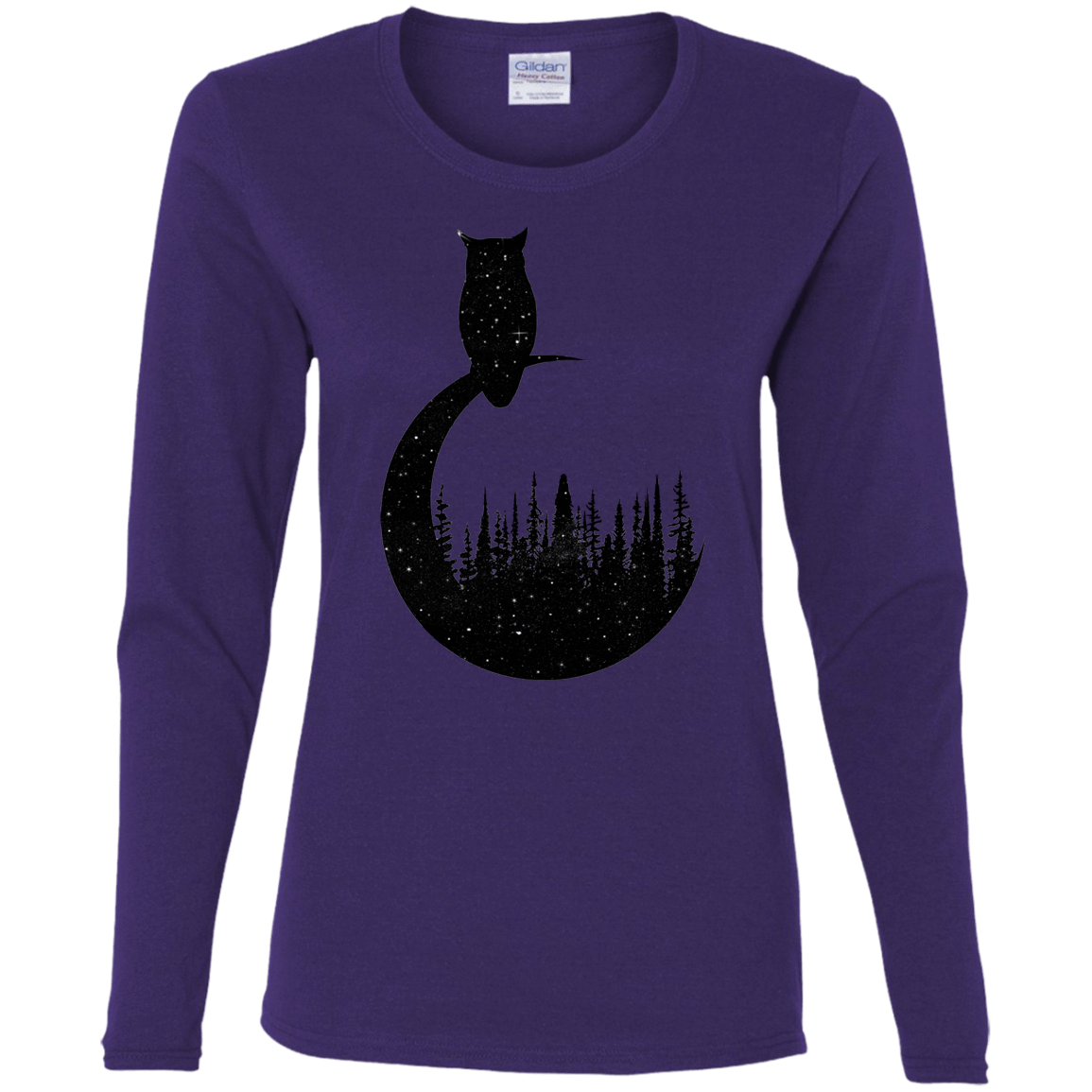 T-Shirts Purple / S Perched Owl Women's Long Sleeve T-Shirt