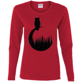T-Shirts Red / S Perched Owl Women's Long Sleeve T-Shirt