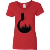 T-Shirts Red / S Perched Owl Women's V-Neck T-Shirt