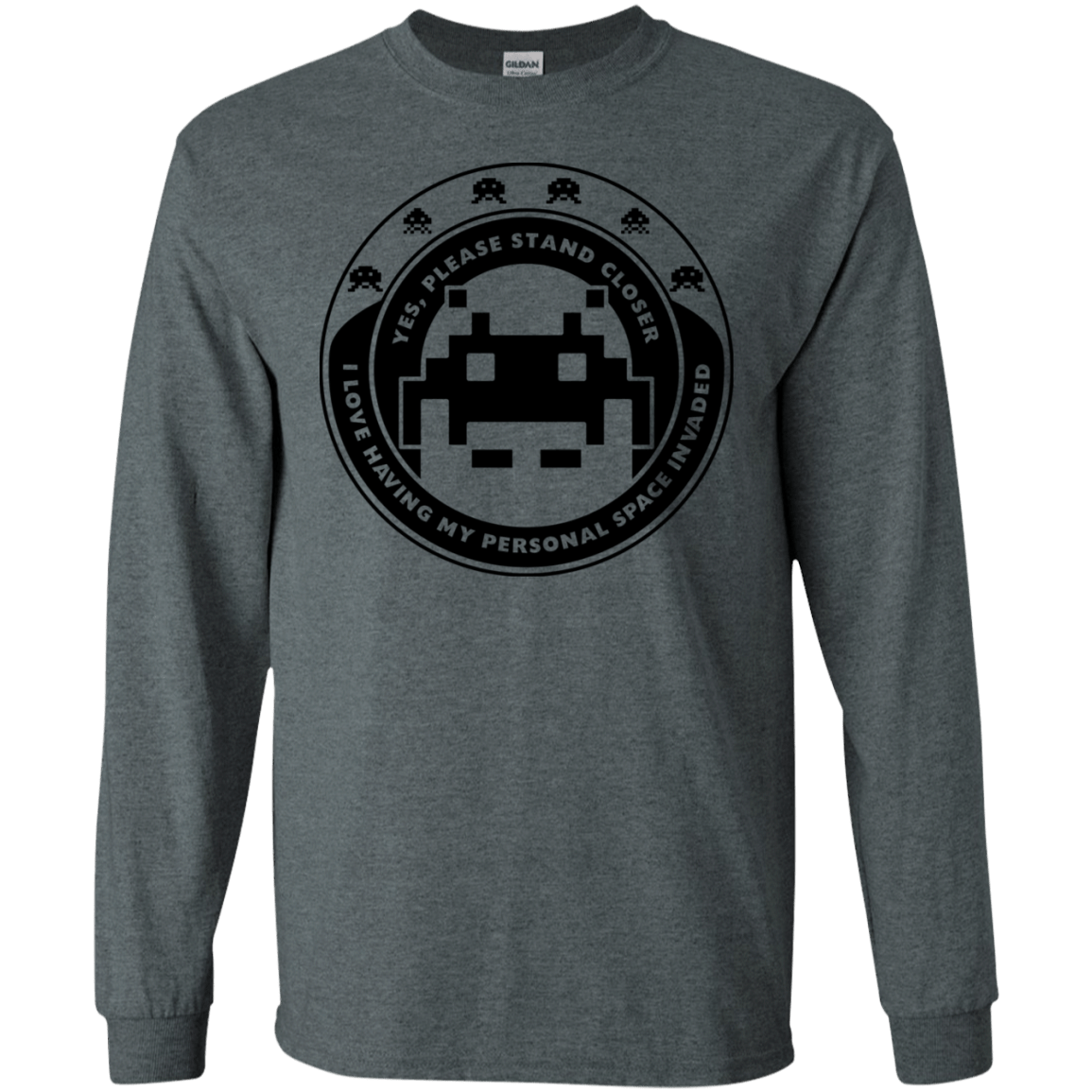 T-Shirts Dark Heather / S Personal Space Invader Men's Long Sleeve T-Shirt