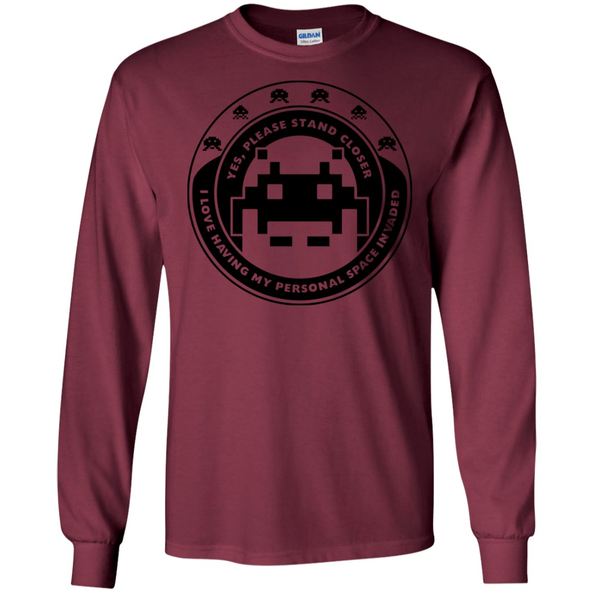 T-Shirts Maroon / S Personal Space Invader Men's Long Sleeve T-Shirt