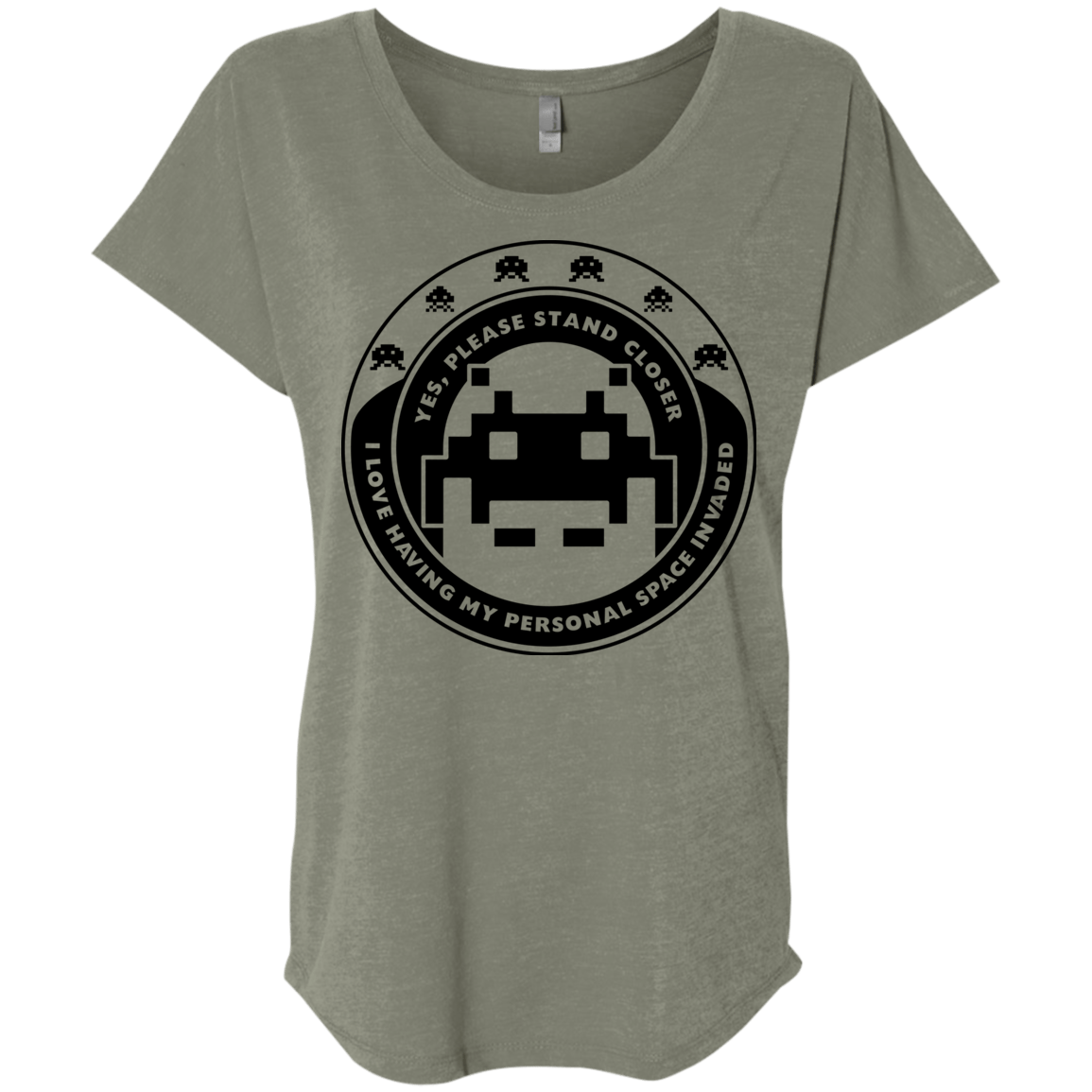 T-Shirts Venetian Grey / X-Small Personal Space Invader Triblend Dolman Sleeve