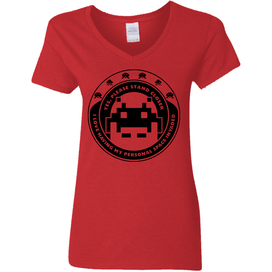 T-Shirts Red / S Personal Space Invader Women's V-Neck T-Shirt