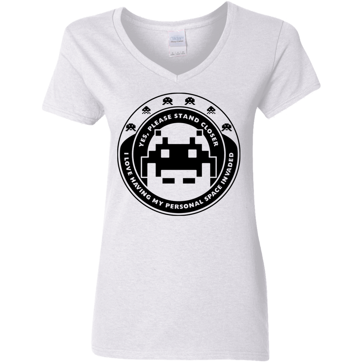 T-Shirts White / S Personal Space Invader Women's V-Neck T-Shirt