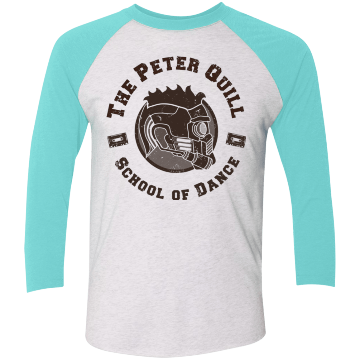 T-Shirts Heather White/Tahiti Blue / X-Small Peter Quill Men's Triblend 3/4 Sleeve