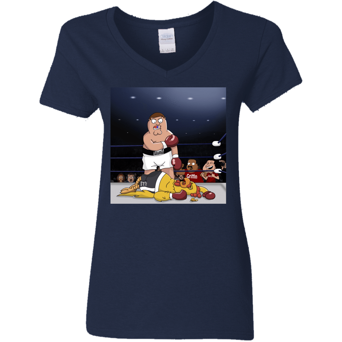 T-Shirts Navy / S Peter vs Giant Chicken Women's V-Neck T-Shirt