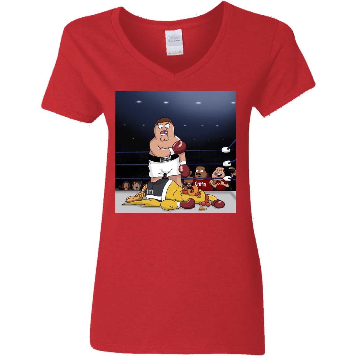 T-Shirts Red / S Peter vs Giant Chicken Women's V-Neck T-Shirt