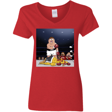 T-Shirts Red / S Peter vs Giant Chicken Women's V-Neck T-Shirt