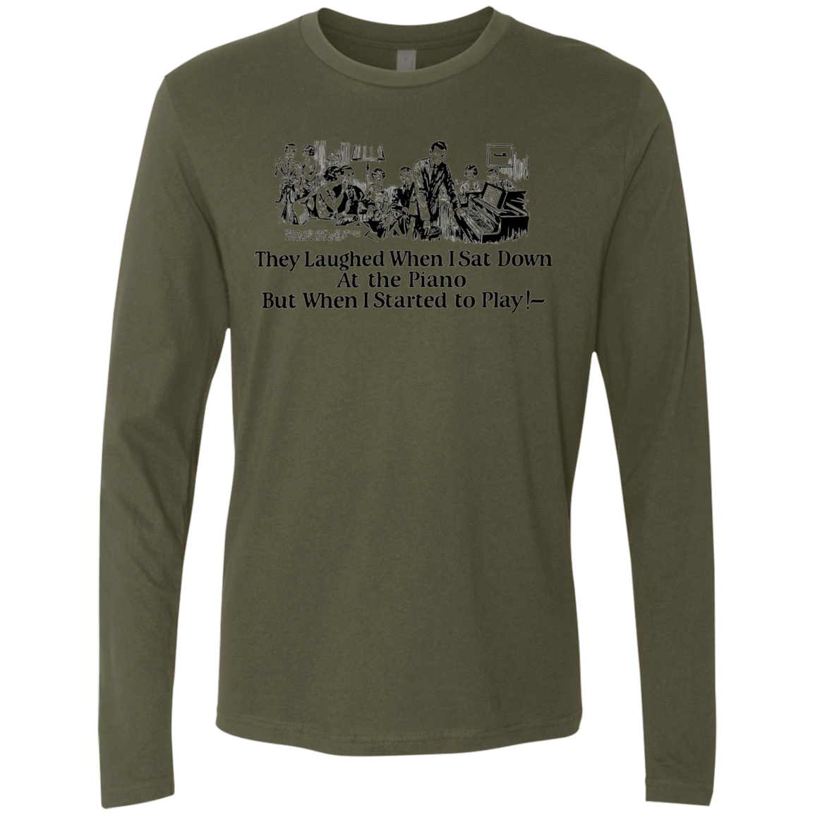 T-Shirts Military Green / Small Piano Men's Premium Long Sleeve