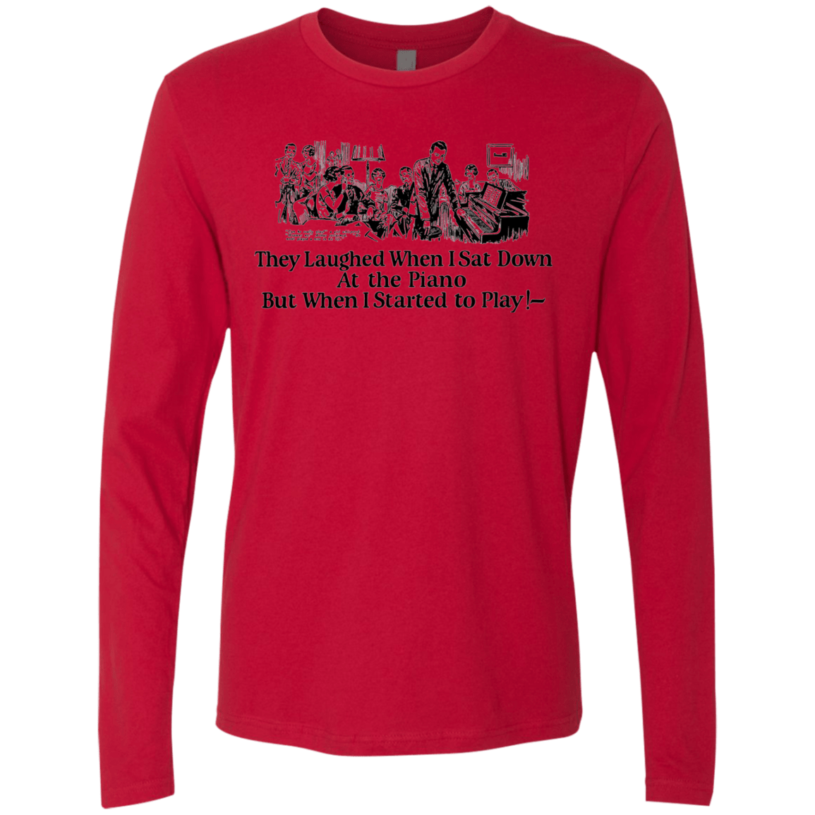 T-Shirts Red / Small Piano Men's Premium Long Sleeve