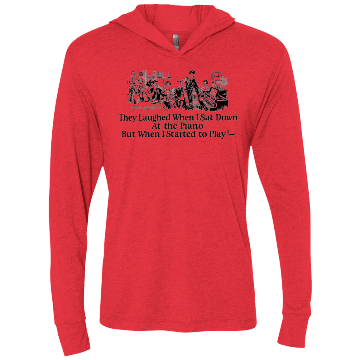 T-Shirts Vintage Red / X-Small Piano Triblend Long Sleeve Hoodie Tee