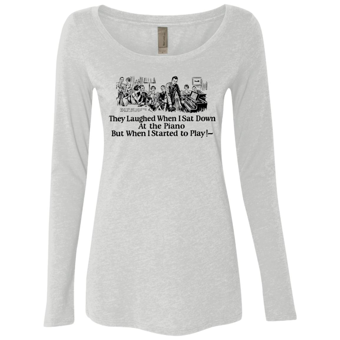 T-Shirts Heather White / Small Piano Women's Triblend Long Sleeve Shirt