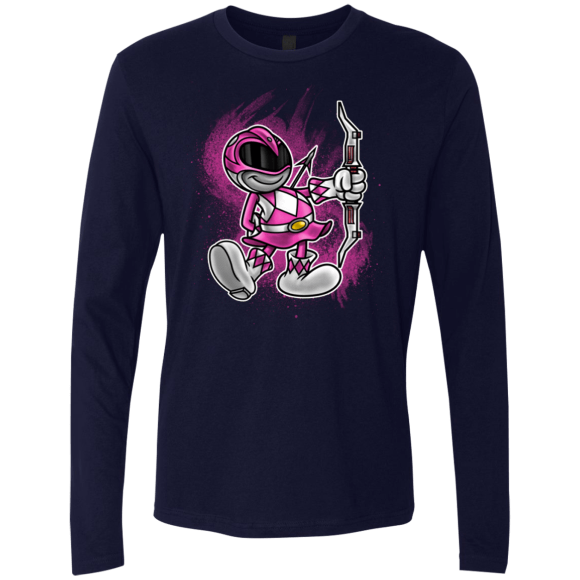 T-Shirts Midnight Navy / Small Pink Ranger Artwork Men's Premium Long Sleeve