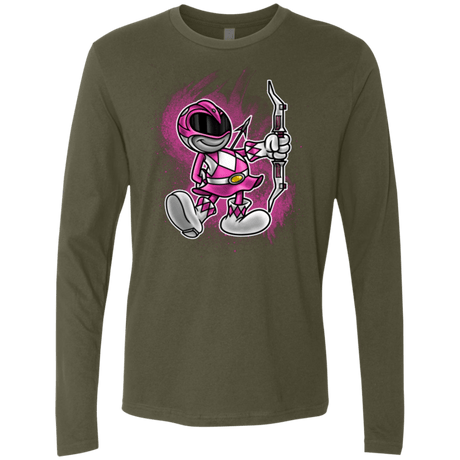 T-Shirts Military Green / Small Pink Ranger Artwork Men's Premium Long Sleeve