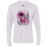 T-Shirts Heather White / X-Small Pink Ranger Artwork Triblend Long Sleeve Hoodie Tee