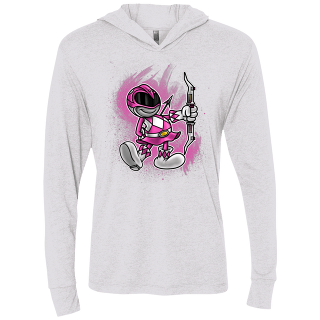 T-Shirts Heather White / X-Small Pink Ranger Artwork Triblend Long Sleeve Hoodie Tee