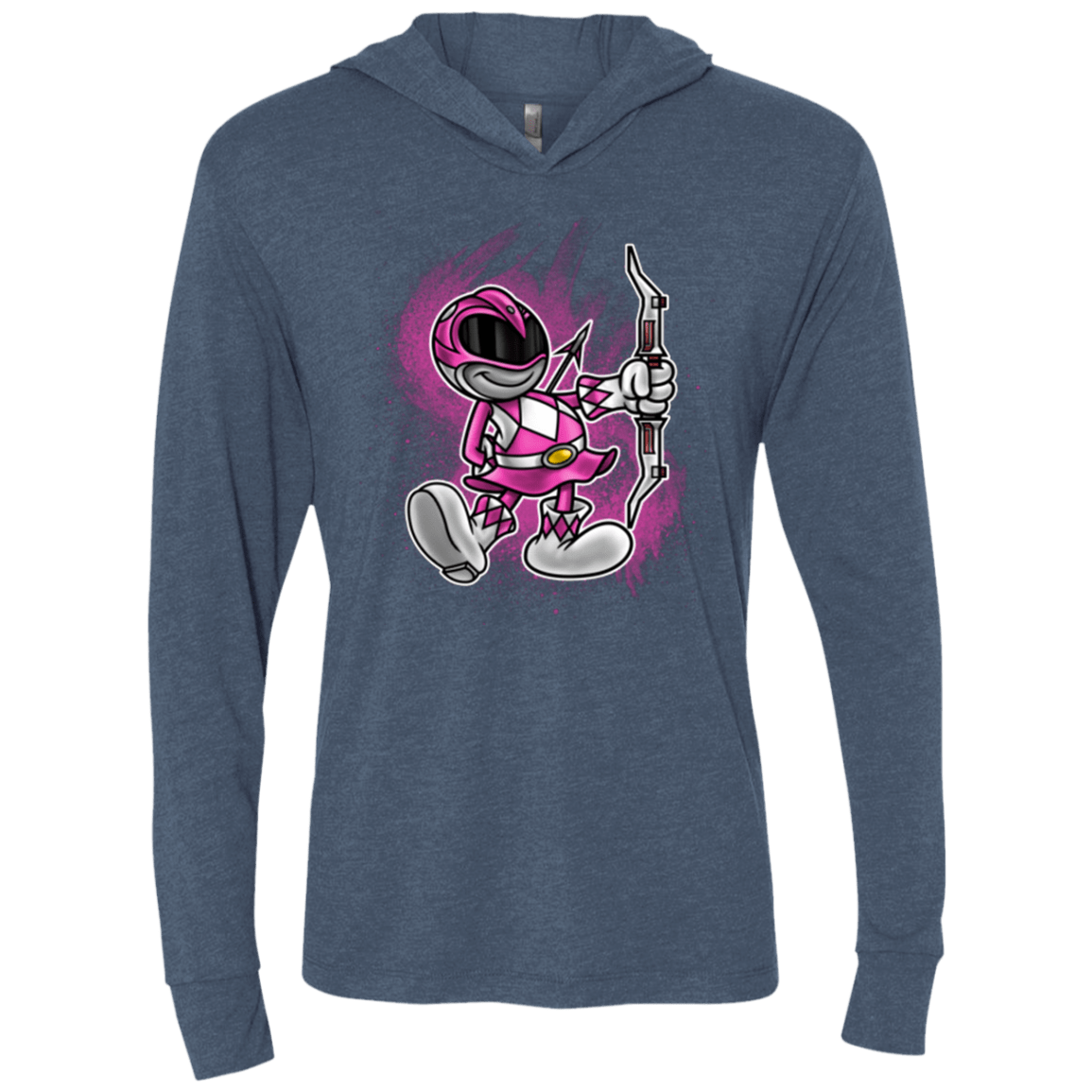 T-Shirts Indigo / X-Small Pink Ranger Artwork Triblend Long Sleeve Hoodie Tee
