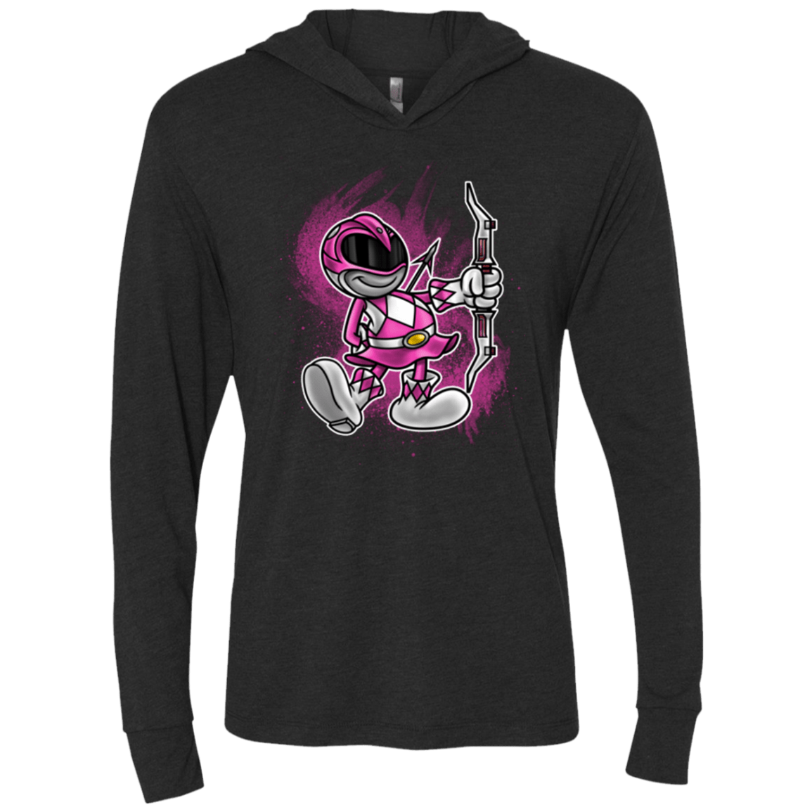 T-Shirts Vintage Black / X-Small Pink Ranger Artwork Triblend Long Sleeve Hoodie Tee