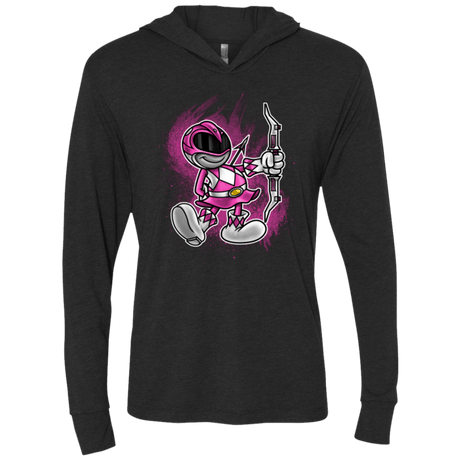 T-Shirts Vintage Black / X-Small Pink Ranger Artwork Triblend Long Sleeve Hoodie Tee