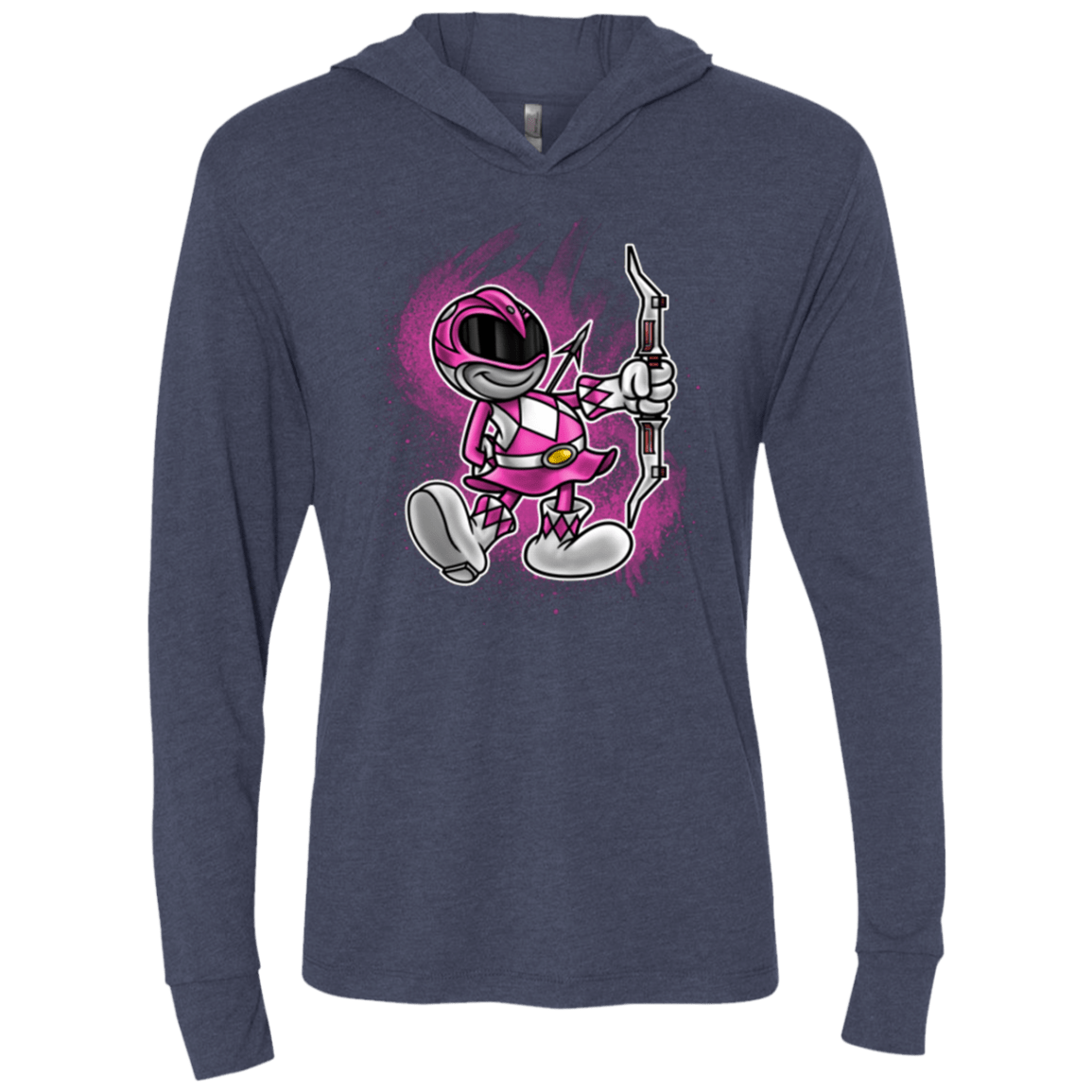 T-Shirts Vintage Navy / X-Small Pink Ranger Artwork Triblend Long Sleeve Hoodie Tee