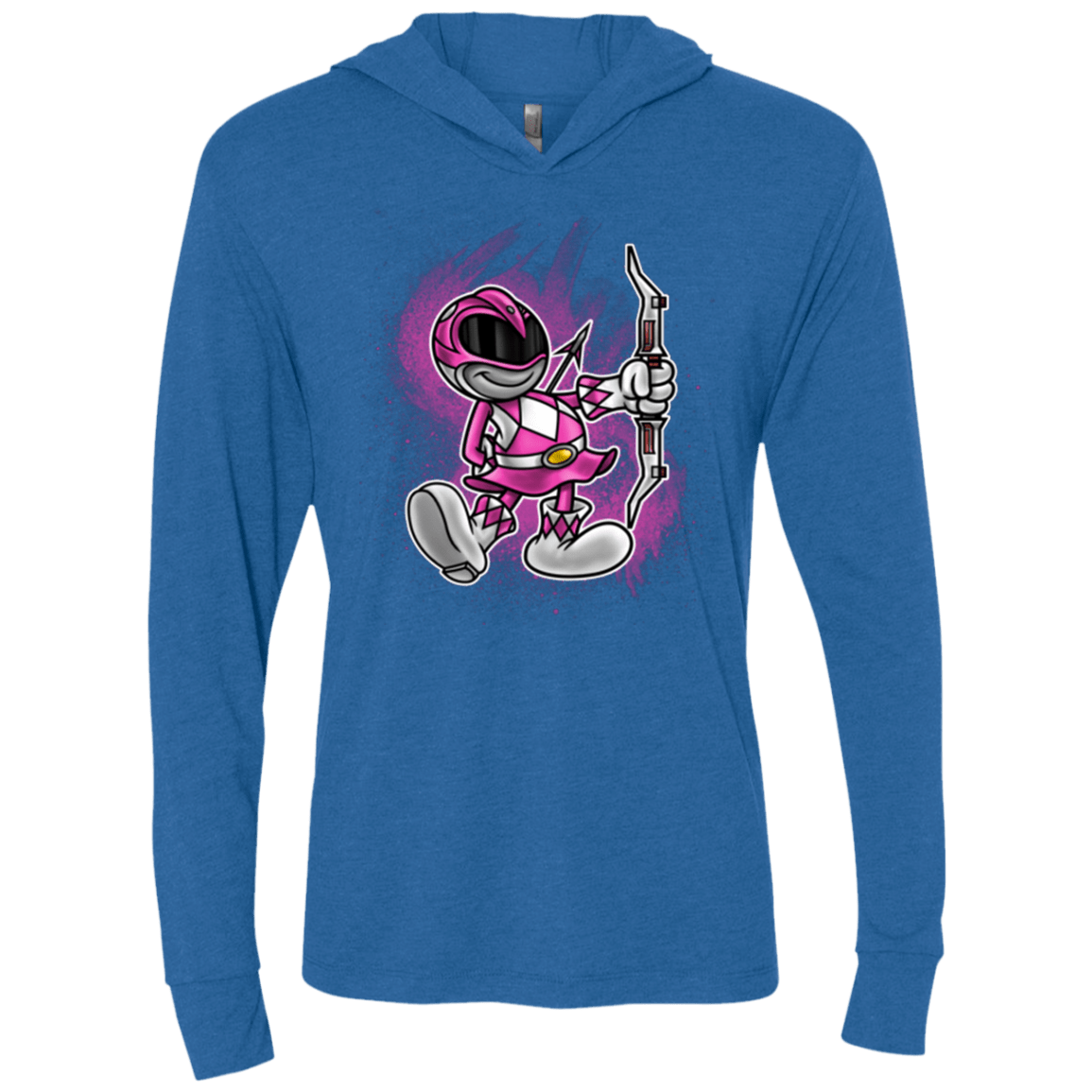 T-Shirts Vintage Royal / X-Small Pink Ranger Artwork Triblend Long Sleeve Hoodie Tee
