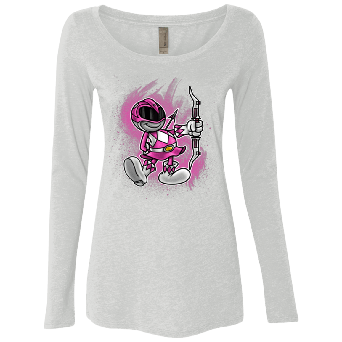 T-Shirts Heather White / Small Pink Ranger Artwork Women's Triblend Long Sleeve Shirt