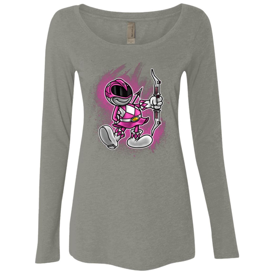T-Shirts Venetian Grey / Small Pink Ranger Artwork Women's Triblend Long Sleeve Shirt