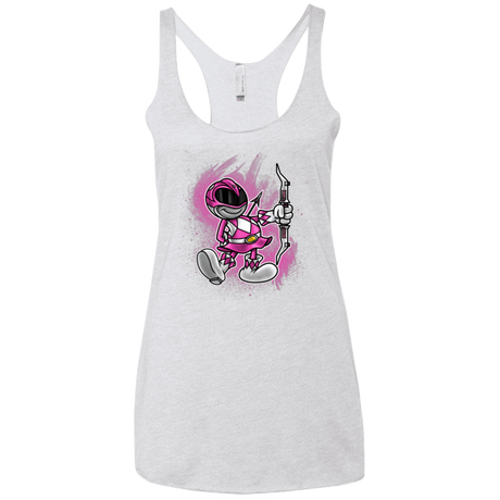 T-Shirts Heather White / X-Small Pink Ranger Artwork Women's Triblend Racerback Tank