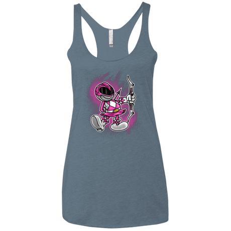 T-Shirts Indigo / X-Small Pink Ranger Artwork Women's Triblend Racerback Tank