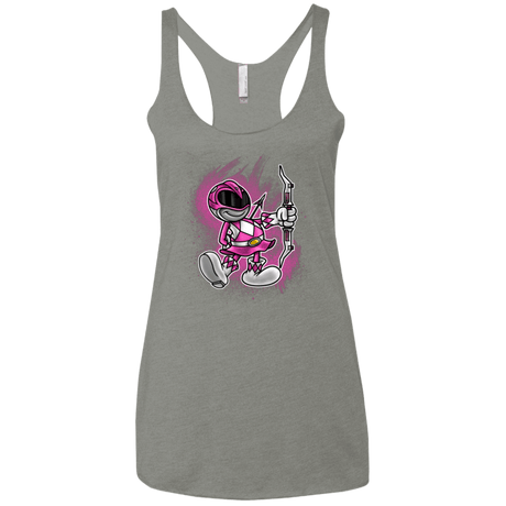 T-Shirts Venetian Grey / X-Small Pink Ranger Artwork Women's Triblend Racerback Tank