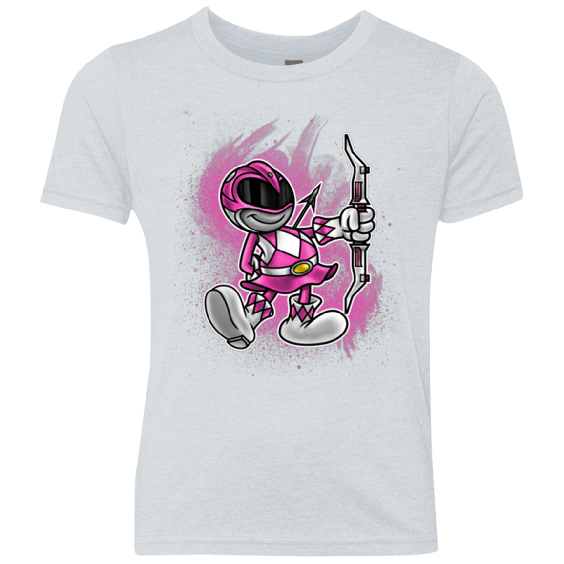 T-Shirts Heather White / YXS Pink Ranger Artwork Youth Triblend T-Shirt