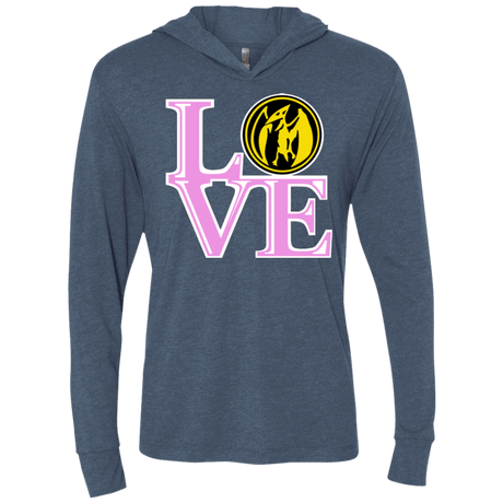 T-Shirts Indigo / X-Small Pink Ranger LOVE Triblend Long Sleeve Hoodie Tee