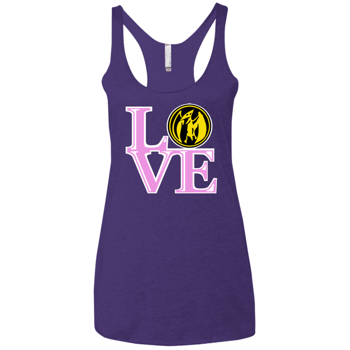 T-Shirts Purple / X-Small Pink Ranger LOVE Women's Triblend Racerback Tank