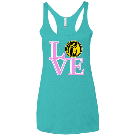 T-Shirts Tahiti Blue / X-Small Pink Ranger LOVE Women's Triblend Racerback Tank