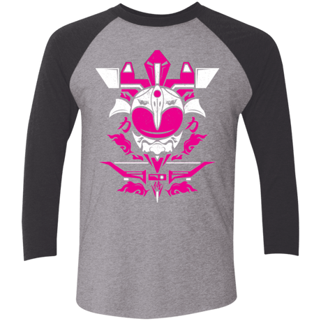 T-Shirts Premium Heather/ Vintage Black / X-Small Pink Ranger Men's Triblend 3/4 Sleeve