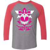T-Shirts Premium Heather/ Vintage Red / X-Small Pink Ranger Men's Triblend 3/4 Sleeve