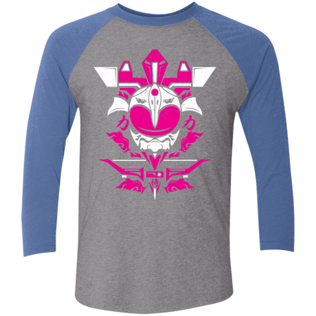 T-Shirts Premium Heather/ Vintage Royal / X-Small Pink Ranger Men's Triblend 3/4 Sleeve