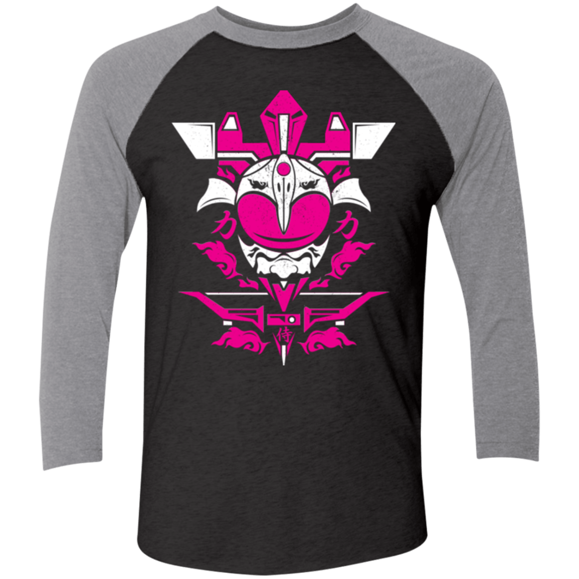T-Shirts Vintage Black/Premium Heather / X-Small Pink Ranger Men's Triblend 3/4 Sleeve