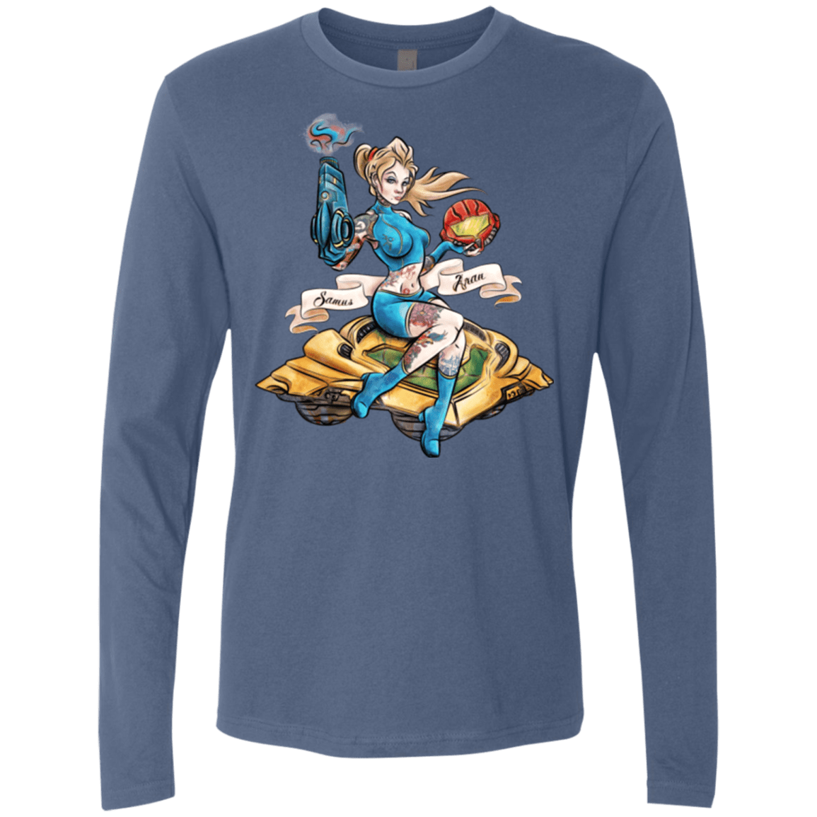 T-Shirts Indigo / Small PINUP SAMUS Men's Premium Long Sleeve