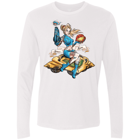 T-Shirts White / Small PINUP SAMUS Men's Premium Long Sleeve