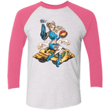T-Shirts Heather White/Vintage Pink / X-Small PINUP SAMUS Triblend 3/4 Sleeve