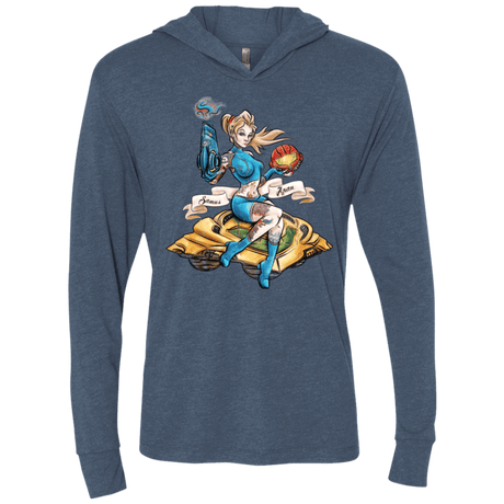 T-Shirts Indigo / X-Small PINUP SAMUS Triblend Long Sleeve Hoodie Tee