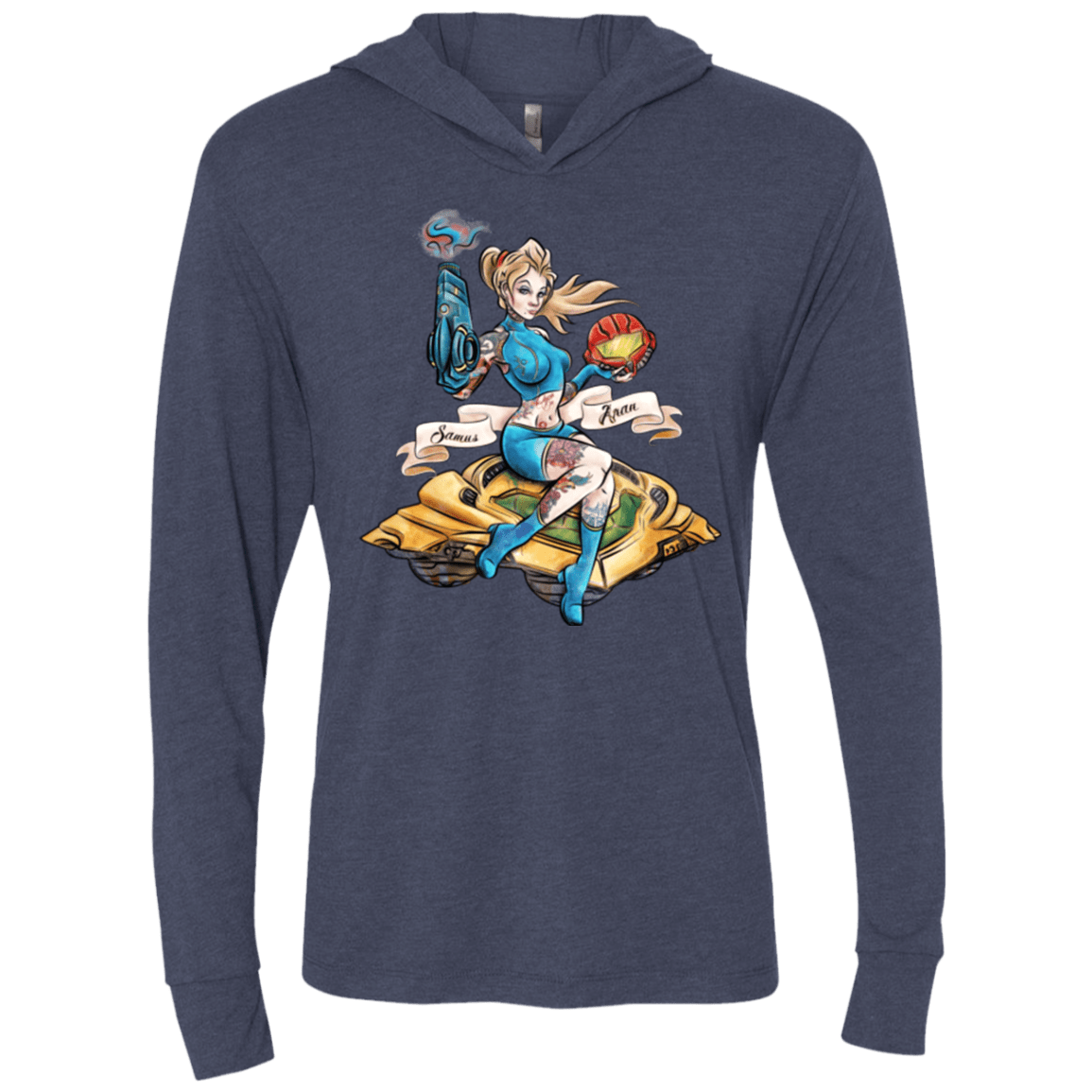 T-Shirts Vintage Navy / X-Small PINUP SAMUS Triblend Long Sleeve Hoodie Tee