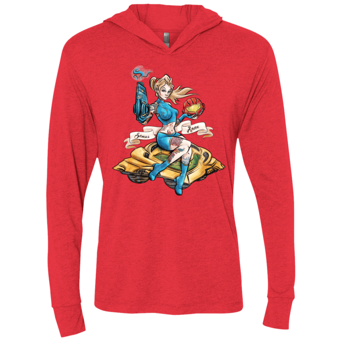 T-Shirts Vintage Red / X-Small PINUP SAMUS Triblend Long Sleeve Hoodie Tee