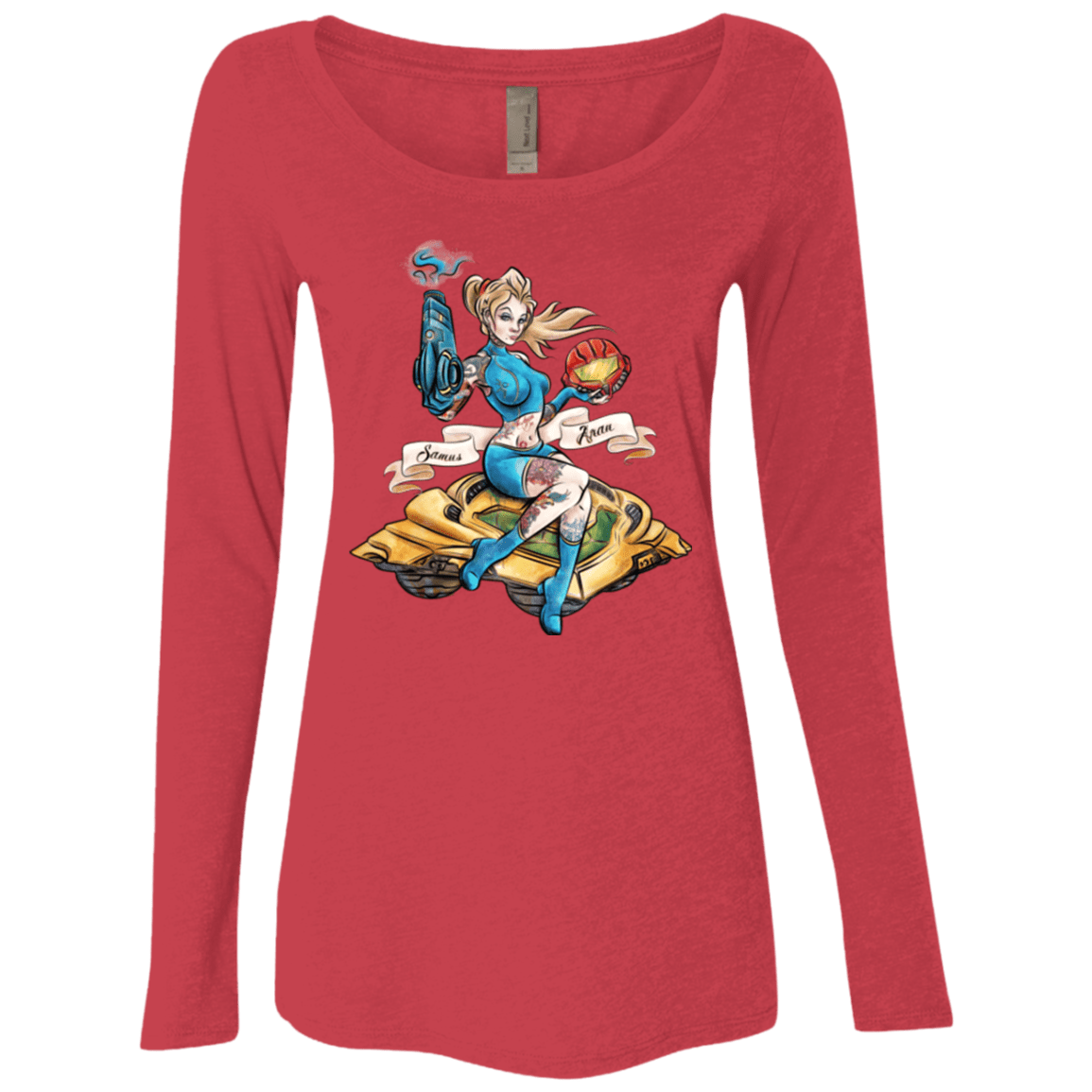T-Shirts Vintage Red / Small PINUP SAMUS Women's Triblend Long Sleeve Shirt