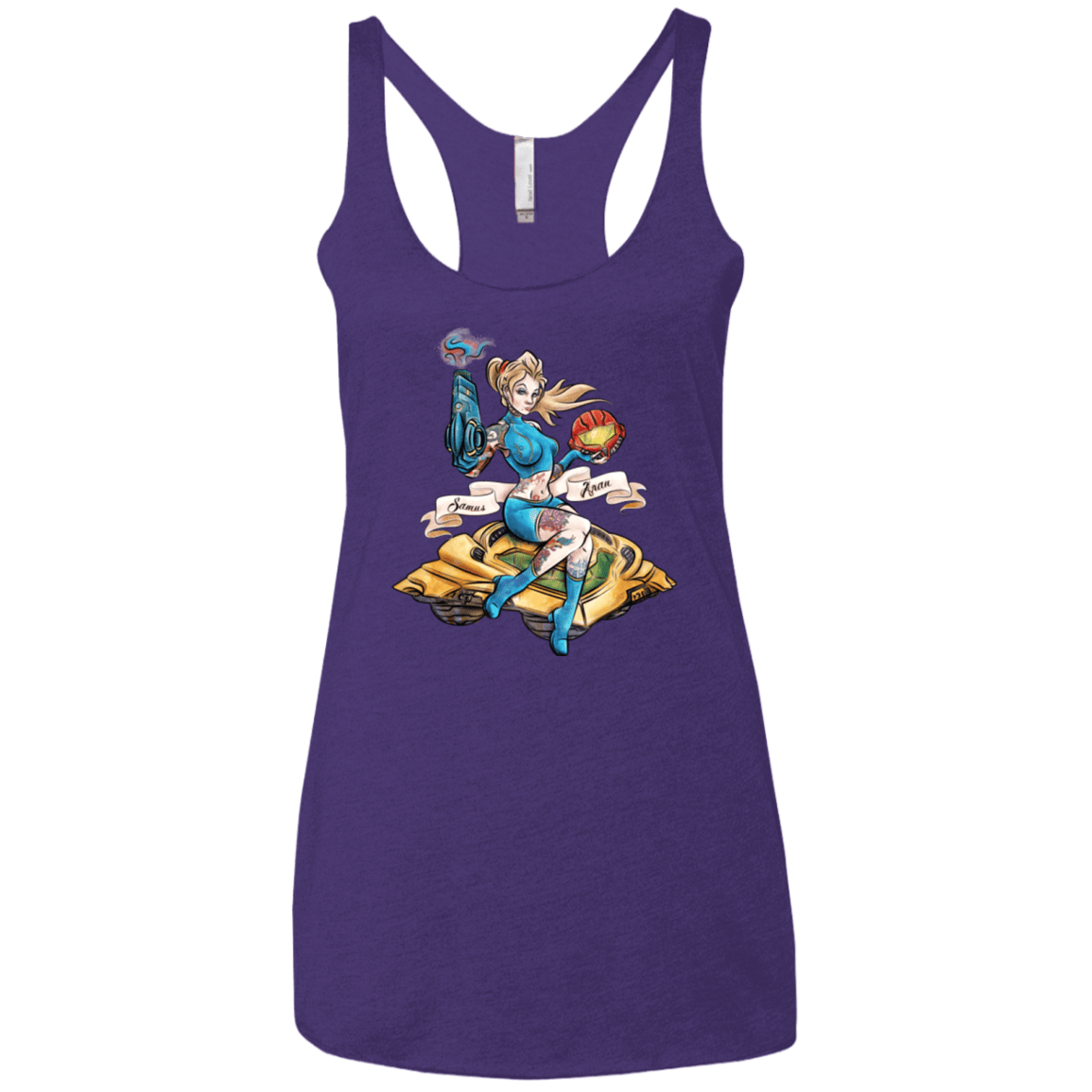 T-Shirts Purple / X-Small PINUP SAMUS Women's Triblend Racerback Tank