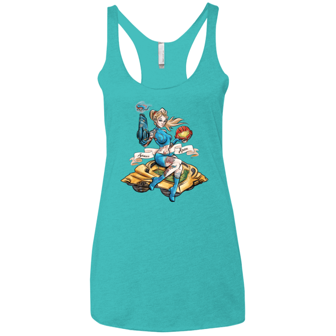 T-Shirts Tahiti Blue / X-Small PINUP SAMUS Women's Triblend Racerback Tank