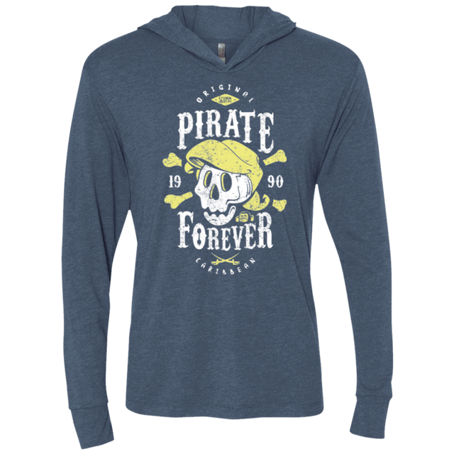 T-Shirts Indigo / X-Small Pirate Forever Triblend Long Sleeve Hoodie Tee