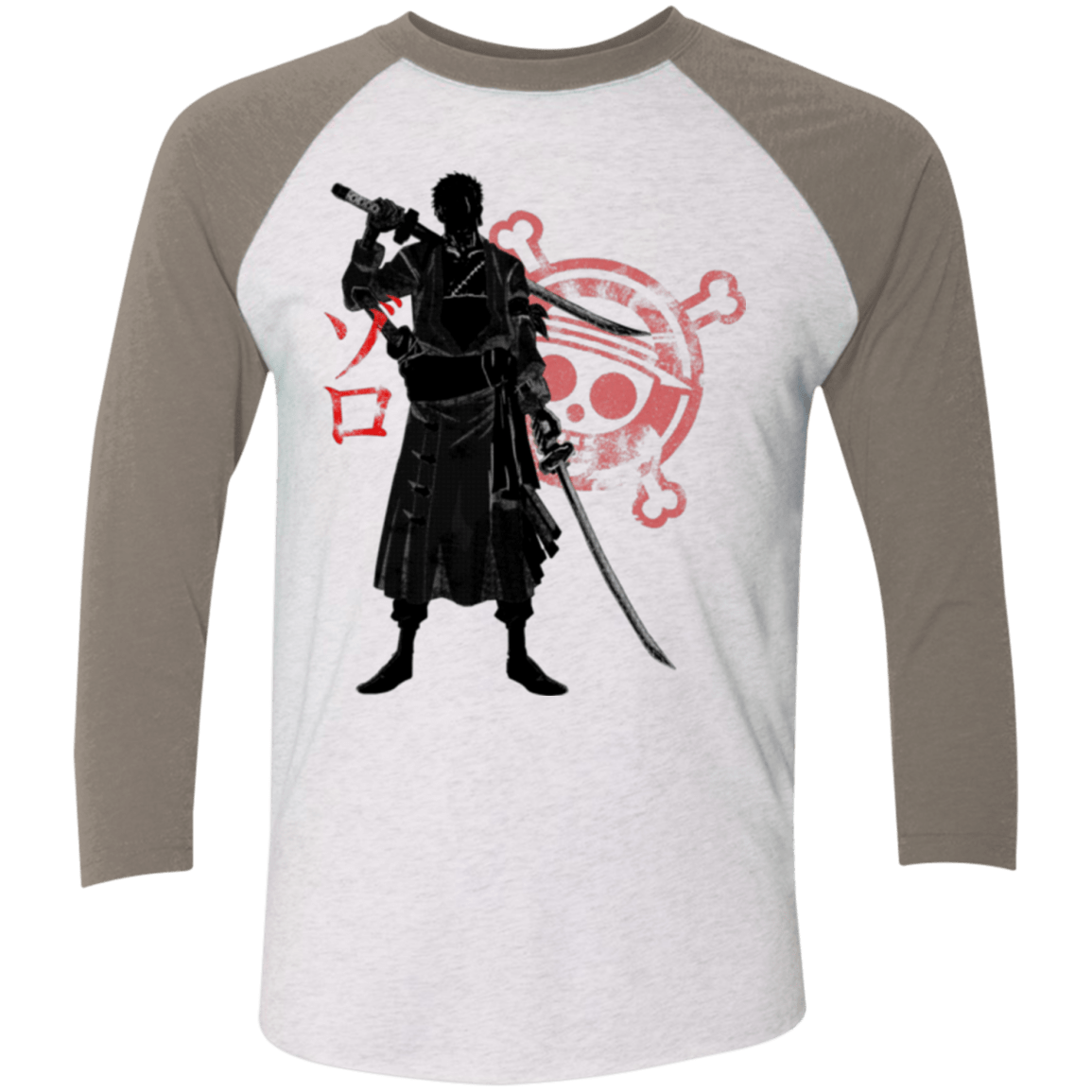 T-Shirts Heather White/Vintage Grey / X-Small Pirate Hunter (2) Men's Triblend 3/4 Sleeve